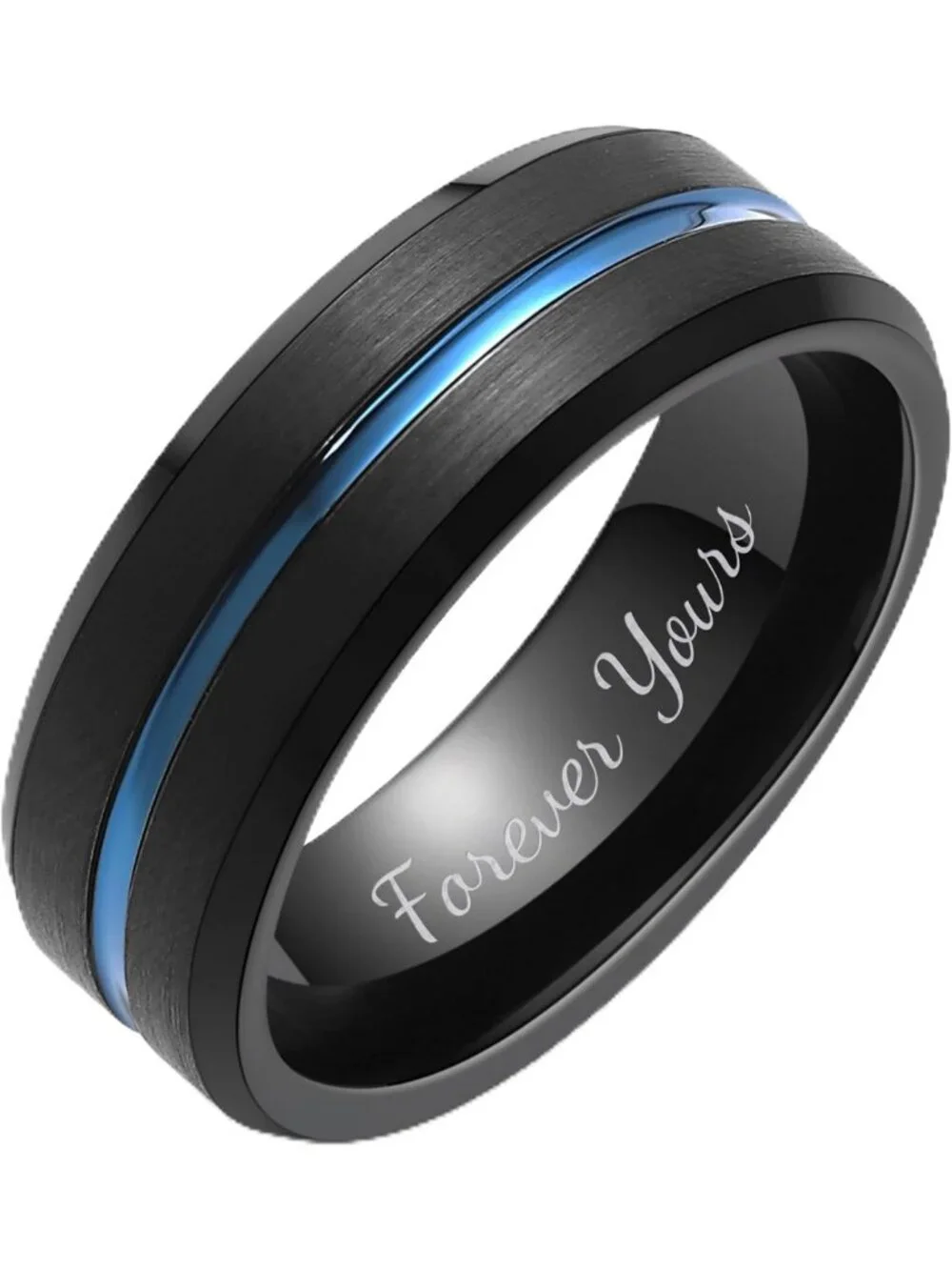 Customizable Tungsten Wedding Band, Engraved Promise Ring for Him & Her, 6-14